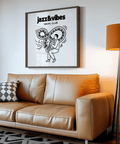 Jazz Social Club Art Print with music theme for home library in White