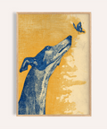 Greyhound Wall Art in Yellow Blue Beige for living room poster