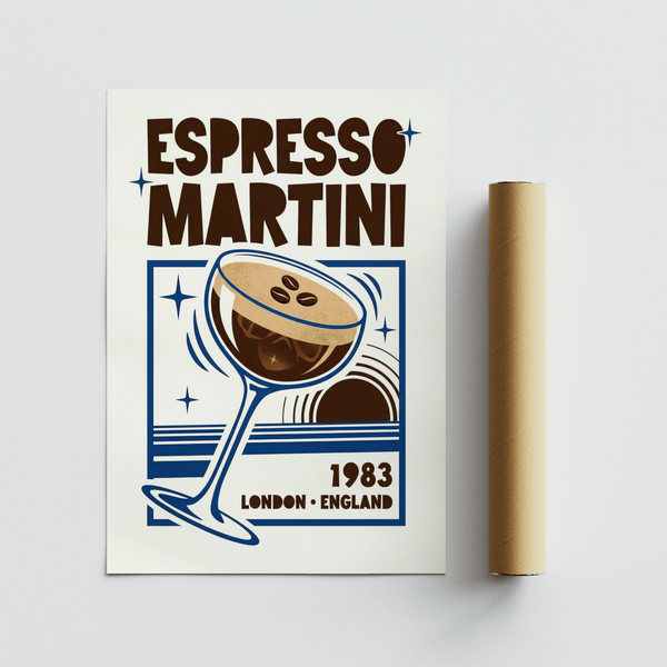 Espresso Martini Print for modern home bar art print brown