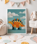 Cute Dinosaur Art Print as bright wall art for classroom