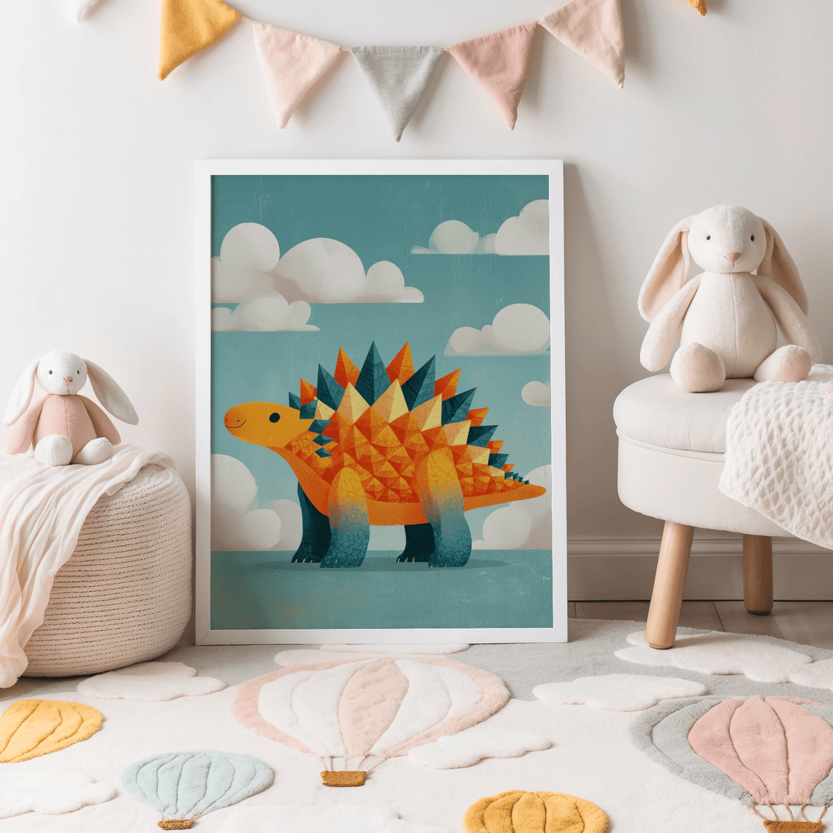 Cute Dinosaur Art Print as bright wall art for classroom