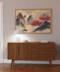 Chinese Ink Wall Art with tranquil Pink, Blue, Beige colors for studio poster