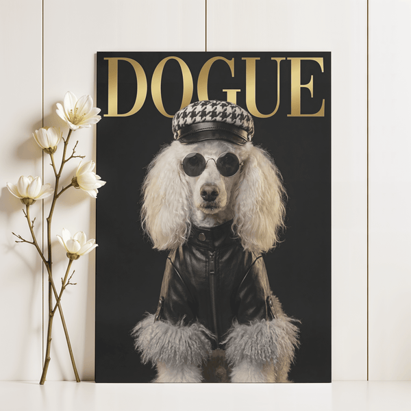 Dog Fashion Print wall art using Black, White, Beige for entryway statement