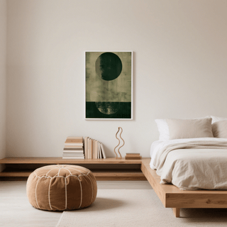 Modern Abstract Art Print with green tones, perfect for home office wall art