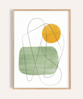 Simple Minimalist Wall Art in green, yellow, and white for living room print
