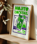 Vibrant Mojito Cocktail Print poster with Green details for lounge