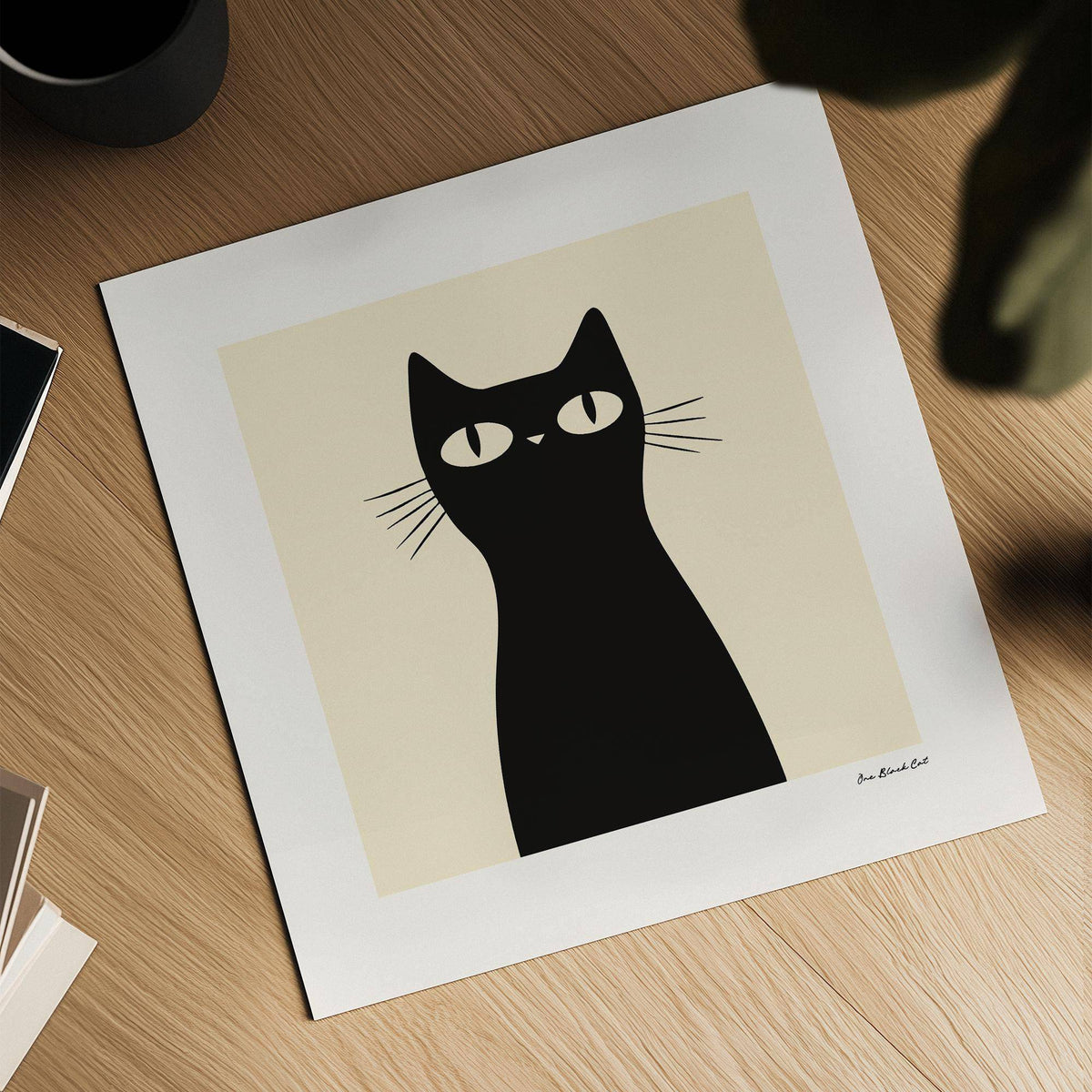 Simple black cat art featuring elegant feline silhouette