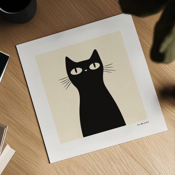 Simple black cat art featuring elegant feline silhouette