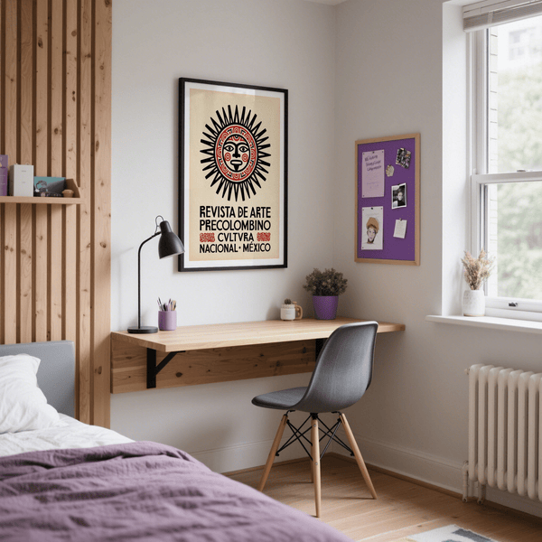 Mexican Art Print in black, white, beige, and red