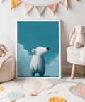 Blue background Cute Polar Bear Print for kids’ wall, art print