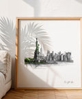 Square Statue of Liberty art print New York City travel poster for wall decor