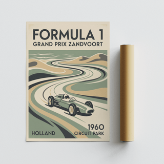 Grand Prix Zandvoort Print poster art combining circuit silhouette and retro type design