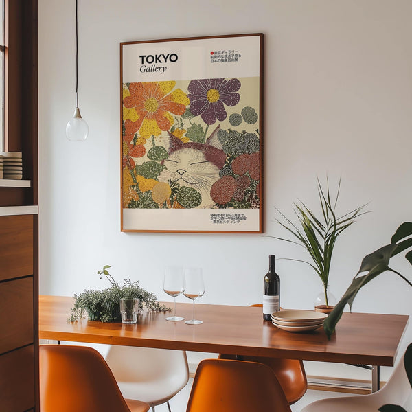 botanical Japanese artwork with vibrant florals