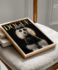 Dog Fashion Print home decor in Gold and Black for stylish bedroom poster