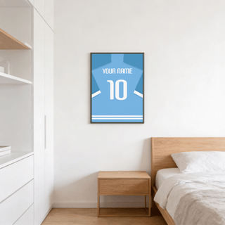 Centered shirt-back print poster showing “YOUR NAME” across the shoulders and the number 10