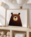 Cute Bear Art Print for living room, emphasizing brown and beige colors