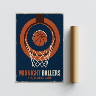 Classic Basketball Game Wall Art with hoop-and-net illustration and headline text beneath