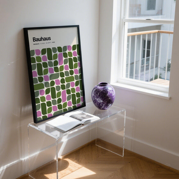 Modern wall art inspired by the Bauhaus Exhibition 1923 print in earthy tones.