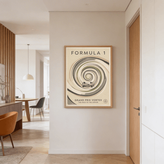 Bottom area print with Grand Prix Vortex title and compass emblem motif
