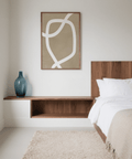 Beige and White minimalist art wall for bedroom, abstract art print