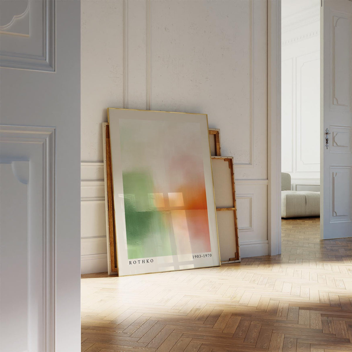 Tranquil color field painting shown in peaceful wall art format.