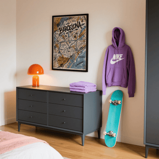 Urban street-map wall art print showing Barcelona lettering, Eixample, and Gràcia
