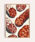 Italian Salami Print in white for kitchen wall art poster
