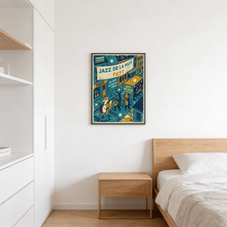 Texture detail of vintage-style grain and distressed edges on the wall art poster