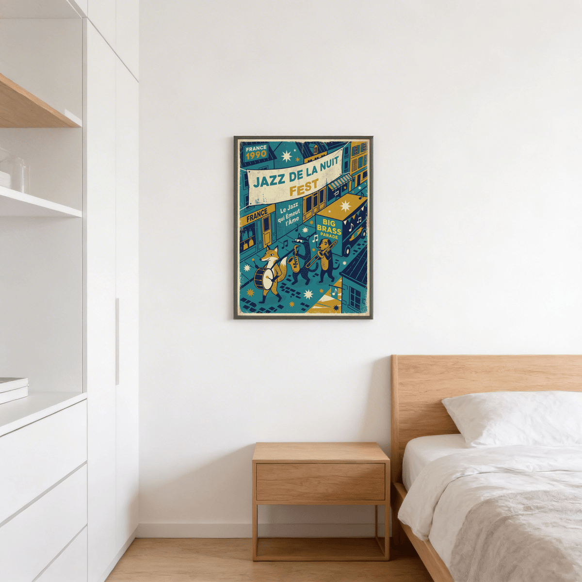 Texture detail of vintage-style grain and distressed edges on the wall art poster