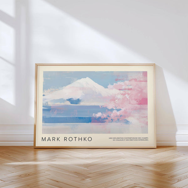 Minimalist wall with serene Mount Fuji mountain landscape wall art