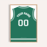 Custom Basketball Jersey – Green with White Number — wooden-frame main image