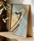 Saturn Art Print in Blue and Beige, fits science classroom as art print