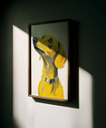 Dachshund Dog Print with bold yellow on white, great living room poster