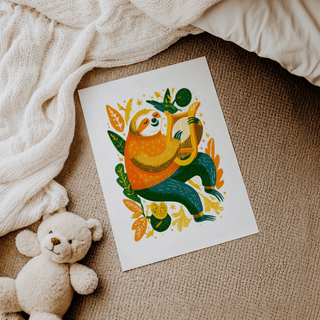 Sloth Art Print multicolored illustration for creative studio