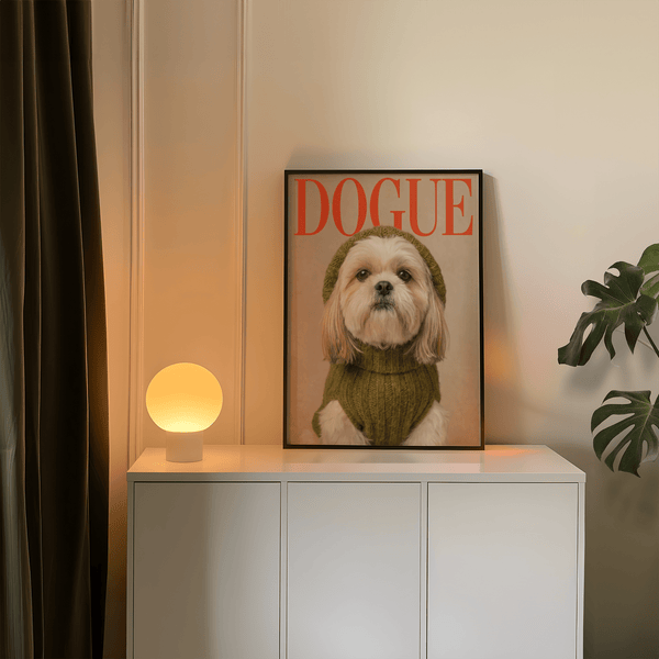 Shih Tzu Wall Print wall art for pet lovers, Green and Beige palette in nursery