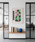 Modern Graphic Print wall art with Green and Pink details for minimalist office