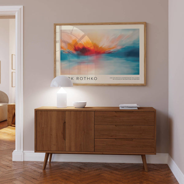 Vibrant sea scape wall art with gradient horizon colours