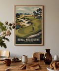 Royal Melbourne Golf Art wall art with putting green, flagstick, and sculpted sandbelt-style bunkers