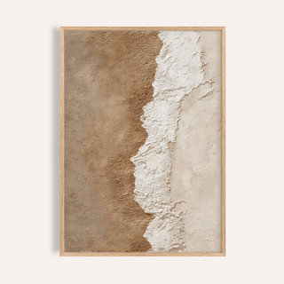 Textured art print of an earthy texture divide with brown and cream tones