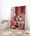 Dalmatian Art Print as playful wall art for home office with Pink details