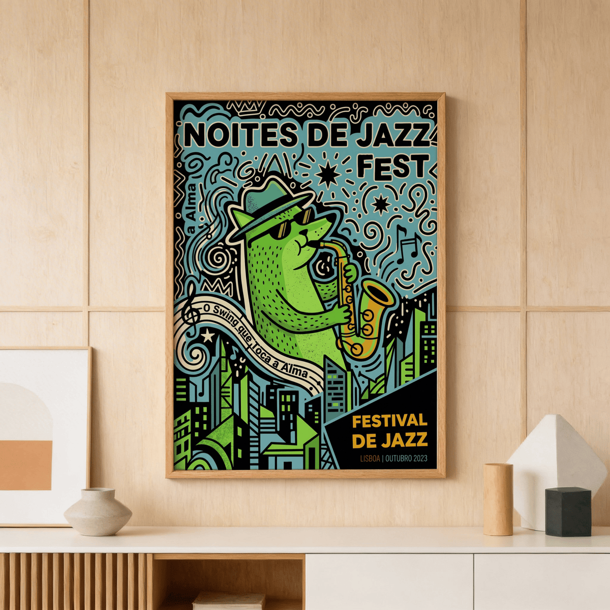 Lisbon Jazz Poster showing bold hand-drawn festival lettering