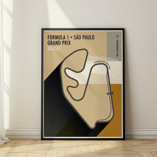 Vintage Racing Wall Art poster showing simplified Interlagos track