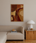 Abstract Earth Tones Print for dining room, highlighting orange and brown hues