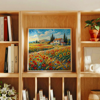 Multicolored Vibrant Countryside Wall Art for entryway wall art