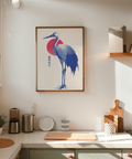 Blue Crane Art Print, Blue tones for nursery wall art print