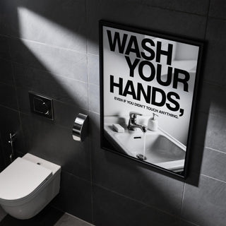 Toilet Wall Art poster in monochrome for modern bathroom decor.