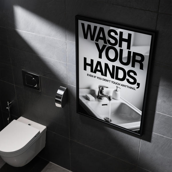 Toilet Wall Art poster in monochrome for modern bathroom decor.