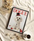 Adorable Christmas Shih Tzu Poster featuring red, white for office wall art