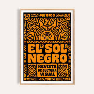 Bold El Sol Negro wall art poster with central eye and sun motif