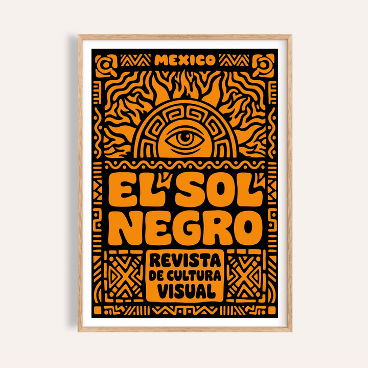 Bold El Sol Negro wall art poster with central eye and sun motif
